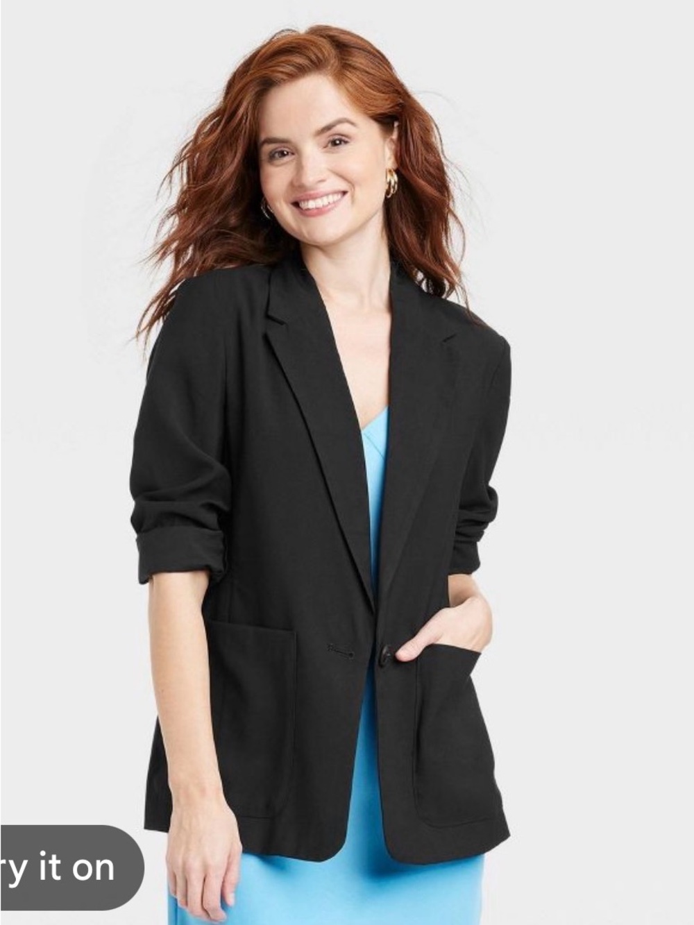NWT a new day Black Relaxed Blazer with Patch Pockets